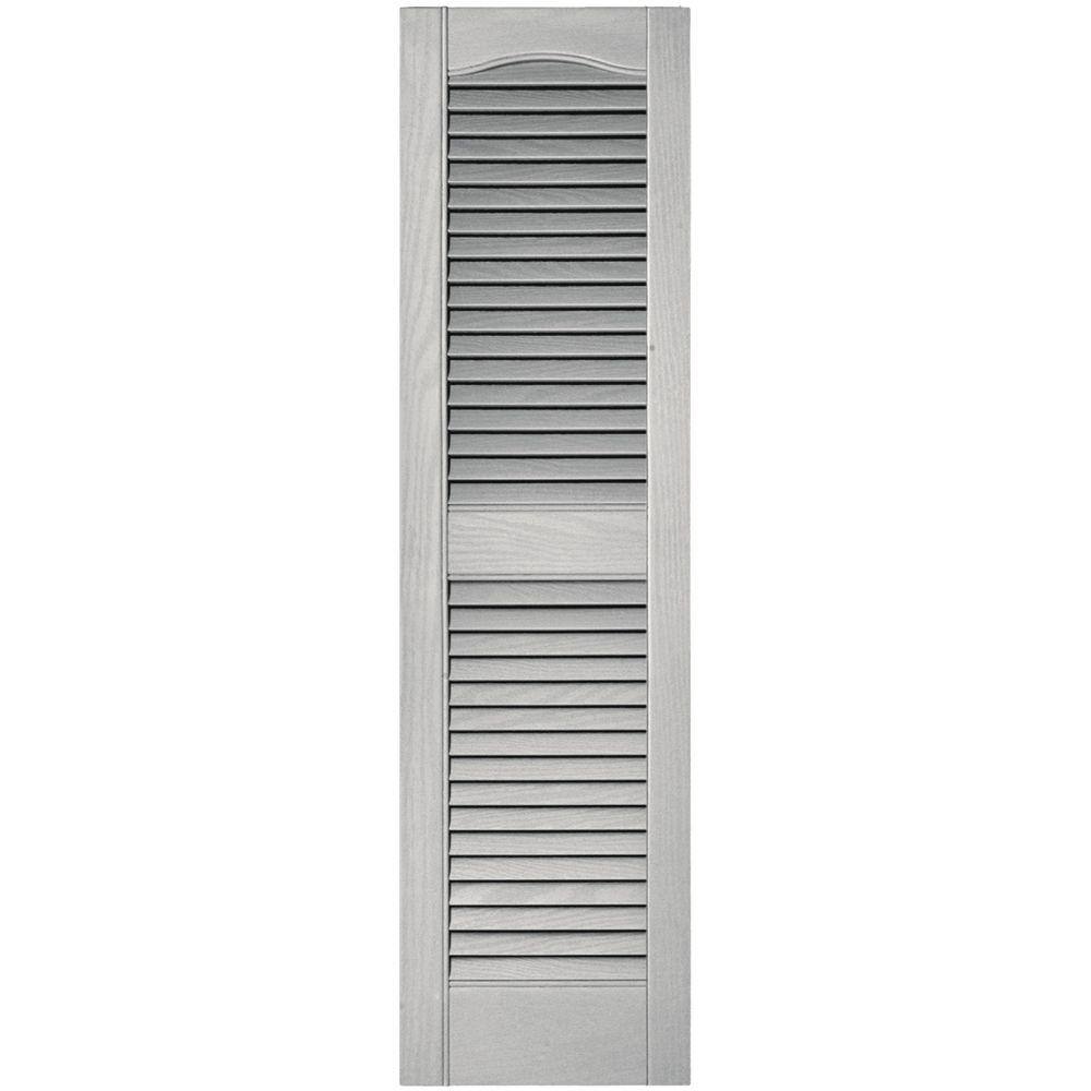 Builders Edge Builders Edge 12 in. x 43 in. Louvered Vinyl Exterior Shutters Pair in ...