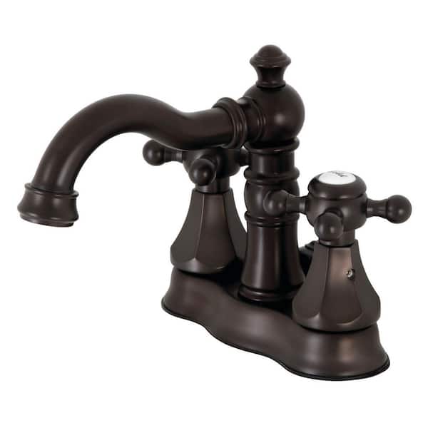 Kingston Brass Metropolitan 4 in. Centerset 2-Handle Bathroom Faucet with Brass Pop-Up in Oil Rubbed Bronze