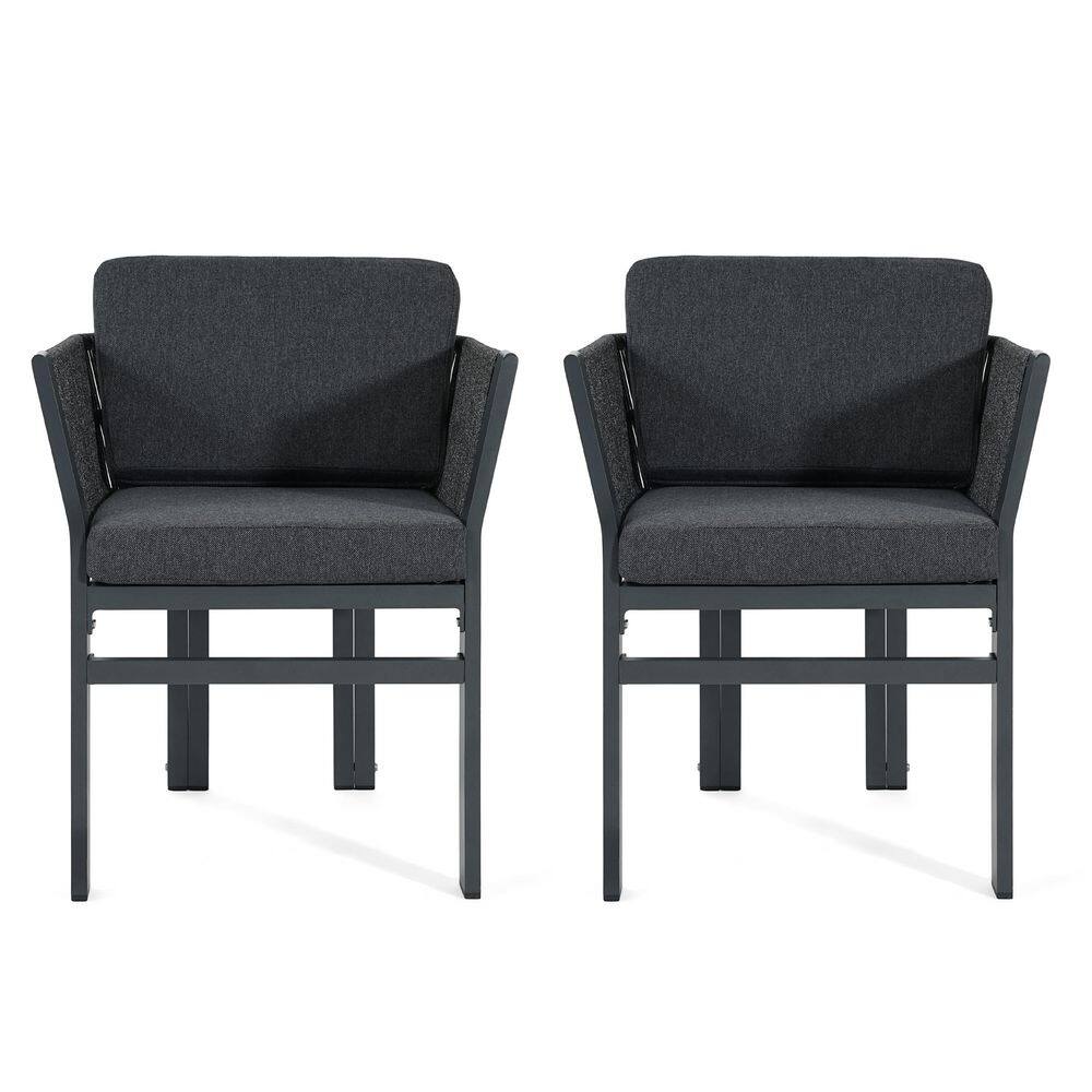 Kamden Gray Aluminum Outdoor Dining Chair with Gray Cushion and Woven Rope, Set of 2 price history on PriceWatchPro