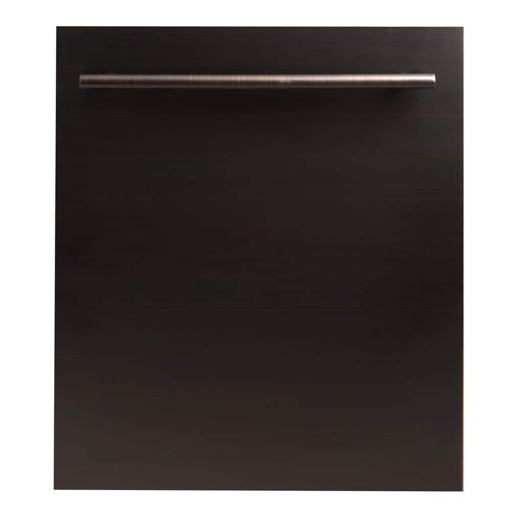 ZLINE Kitchen and Bath 24 in. Top Control 6-Cycle Compact Dishwasher with 2 Racks in Oil Rubbed Bronze & Modern Handle