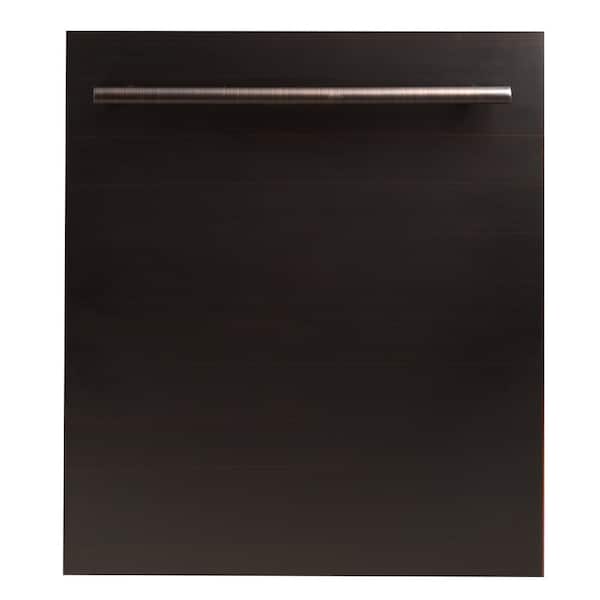 ZLINE Kitchen and Bath 24 in. Top Control 6-Cycle Compact Dishwasher with 2 Racks in Oil Rubbed Bronze & Modern Handle