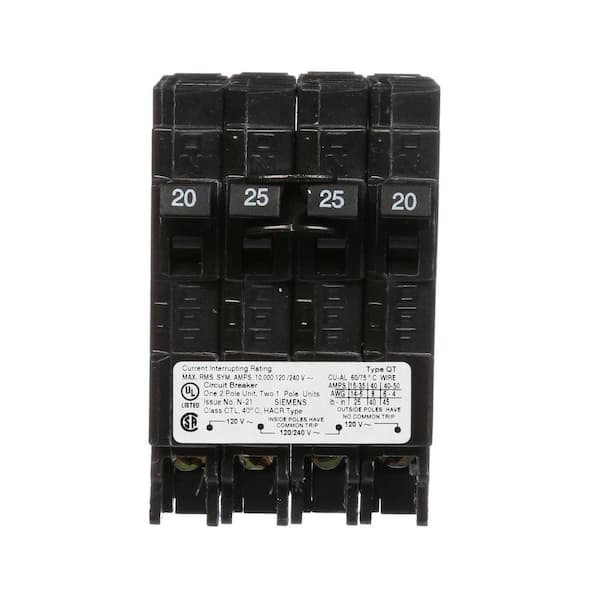 Siemens 25 Amp Double-Pole and (2) 20 Amp Single-Pole Type QT Triplex Circuit Breaker