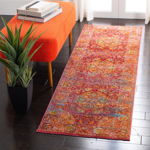 Luxor Fuchsia/Gold 2 ft. x 5 ft. Border Persian Oriental Runner Rug
