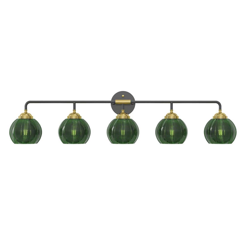 9.84 in. 5-Light Black+GOLD Bathroom Modern Vanity Lights with Glass Shade, for Kitchen Dinning Room Bedroom Hallway price history on PriceWatchPro
