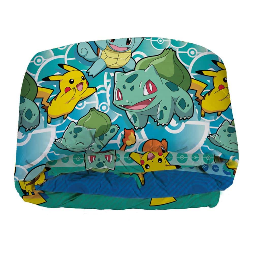Full Blue Polyester Pokemon Bed in a Bag Set