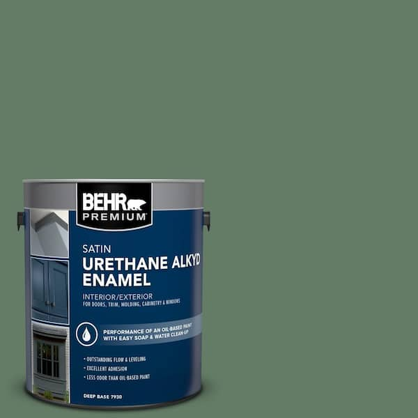 BEHR PREMIUM 1 gal. #S410-6 Greener Pastures Urethane Alkyd Satin Enamel Interior/Exterior Paint