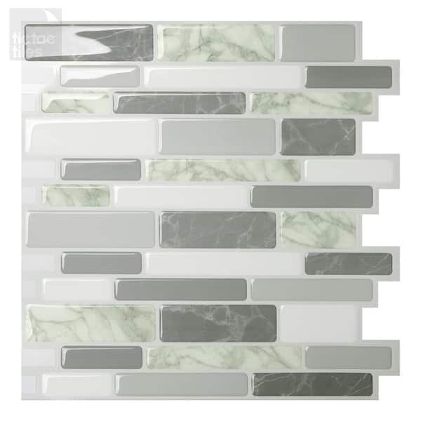 Tic Tac Tiles Polito Gray 10 in. W x 10 in. H Peel and Stick Self