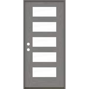 ASCEND Modern 36 in. x 80 in. 5-Lite Right-Hand/Inswing Clear Glass Malibu Grey Stain Fiberglass Prehung Front Door