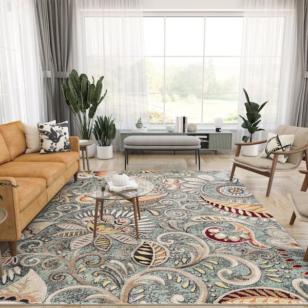 Capri Abstract Seafoam 5 ft. x 8 ft. Indoor Area Rug