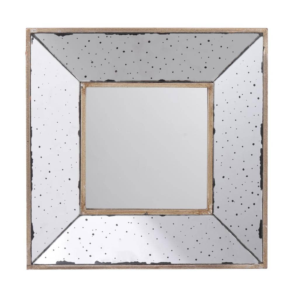 Silver 12 in. W x 12 in. H Hallway Square Wood Framed Mirror Retro Unique A