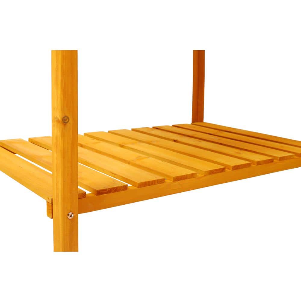 Natural Fir Wood Elevated Planter Box with 8 Grids and Protective Liner