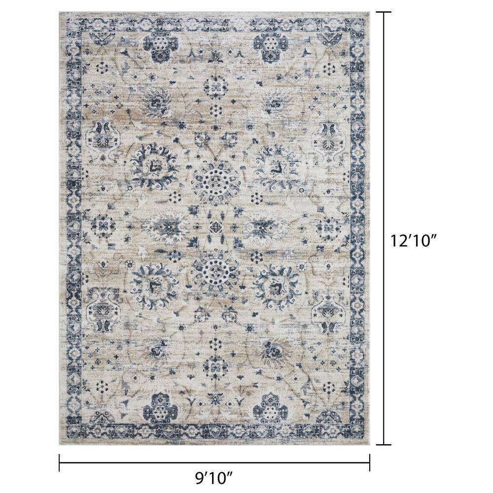 Kehleigh Aylesh 9' x 12' Blue and Cream Synthetic Area Rug