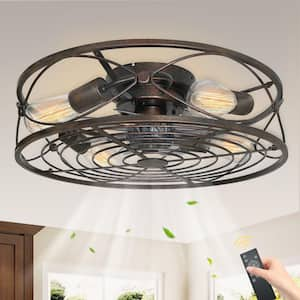 20 in. 4-Light Indoor Oil Rubbed Bronze Caged Ceiling Fan with Remote Control