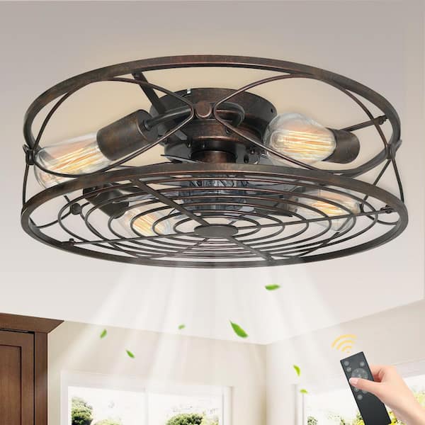 Cedar Hill 20 in. 4-Light Indoor Oil Rubbed Bronze Caged Ceiling Fan with Remote Control