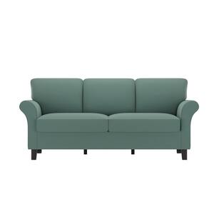Rockford 82.9 in. Turquoise Blue Velvet 3-Seater Lawson Sofa with Removable Cushions