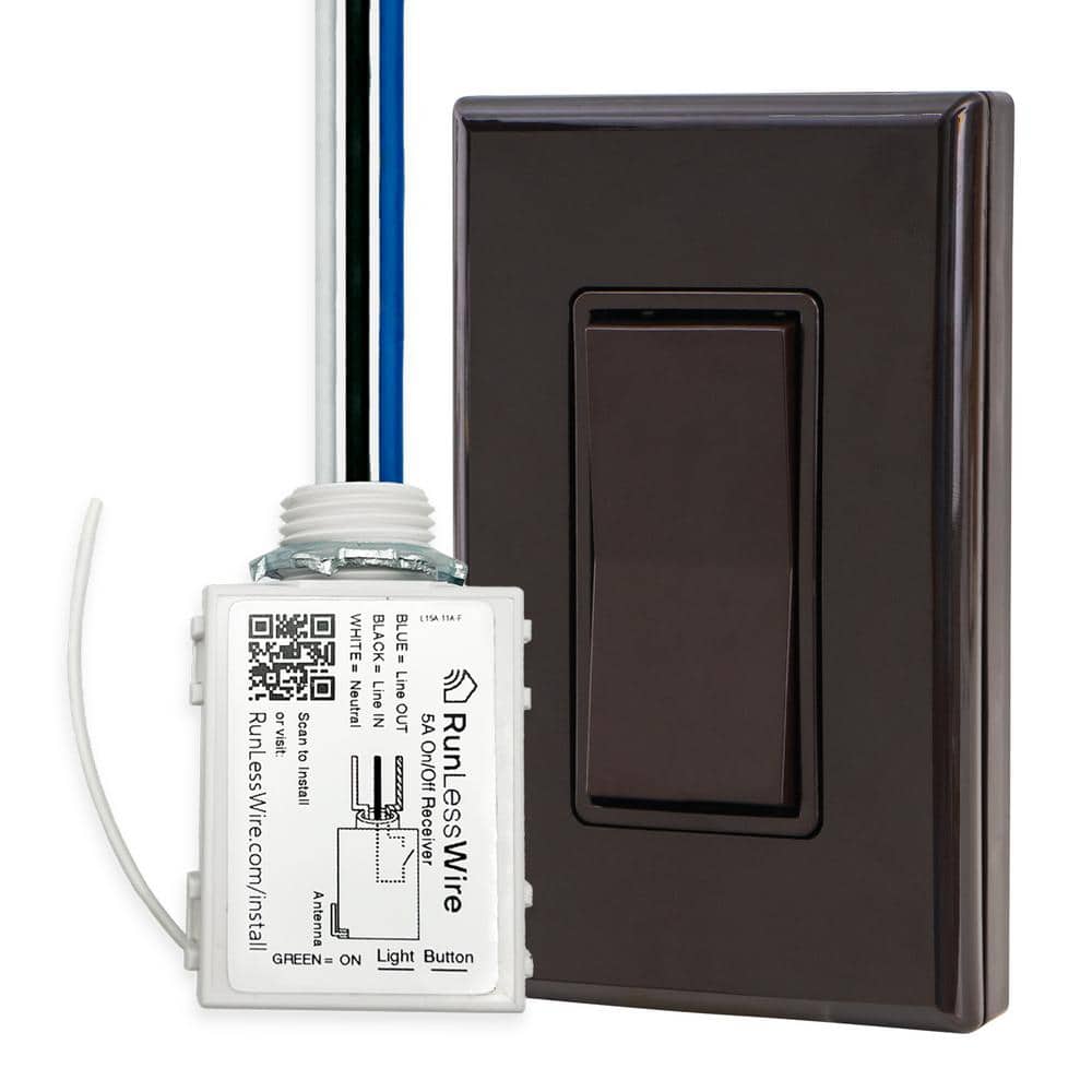 RunLessWire Battery-Free Wireless Light Switch Kit, Single Pole: 1 ...