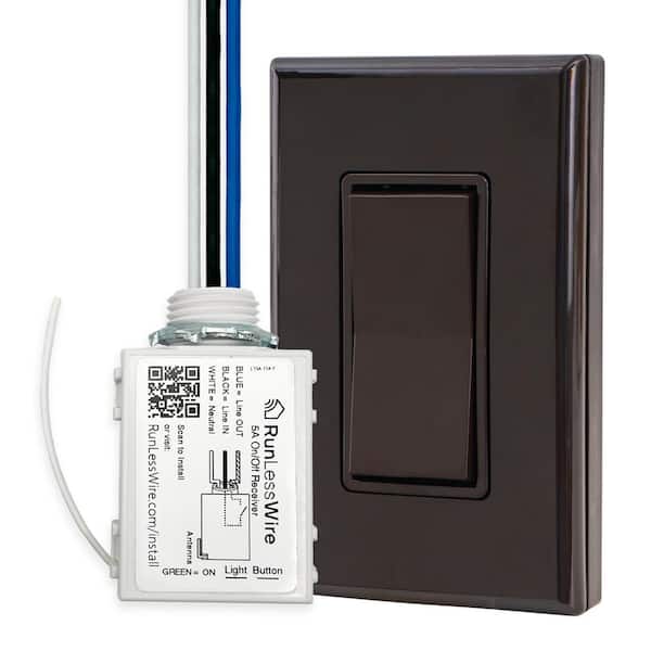 Simple Wireless Light Switch Kit, No-Wires and Battery-Free Light Switches for Home (1 Receiver and 1-Light Switch)