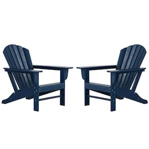 Mason Navy Blue Poly Plastic Outdoor Patio Classic Adirondack Chair, Fire Pit Chair (Set of 2)