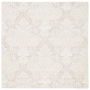 Micro-Loop Beige 5 ft. x 5 ft. Medallion Solid Color Square Area Rug