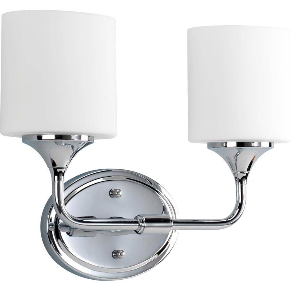 Lynzie Collection 2-Light Polished Chrome Etched Opal Glass Modern Bath Van
