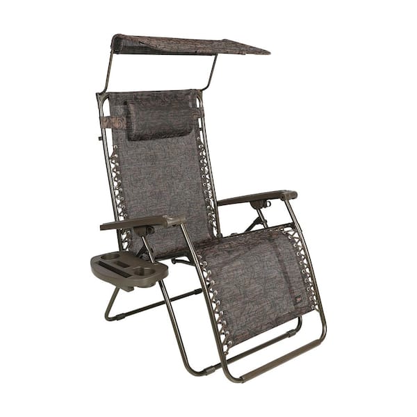 BLISS HAMMOCKS 30 in. W XL Zero Gravity Sling Chair with Adjustable Canopy Sun-Shade, Drink Tray and Adjustable Pillow