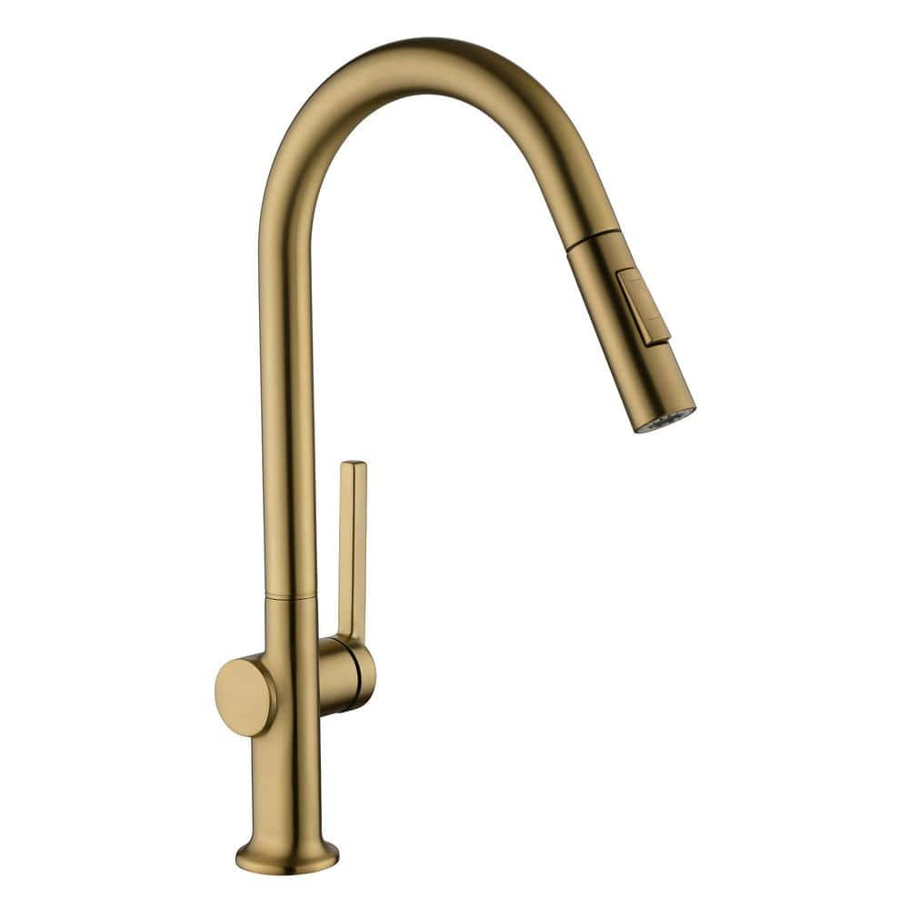 Matrix Decor Single Handle Pull Down Sprayer Kitchen Faucet With   Brushed Gold Matrix Decor Pull Down Kitchen Faucets Md Rpkf21016bg 64 1000 