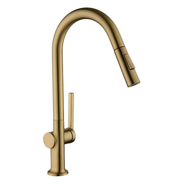 matrix decor Single-Handle Pull Down Sprayer Kitchen Faucet with Advanced Spray, Pull Out Spray Wand in Brushed Gold