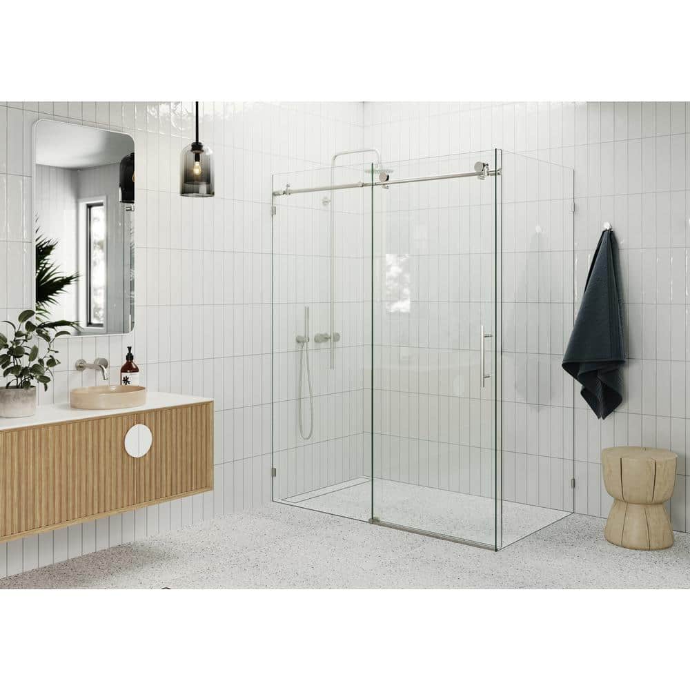 Glass Warehouse 60 in. W x 78 in. H Rectangular Sliding Frameless