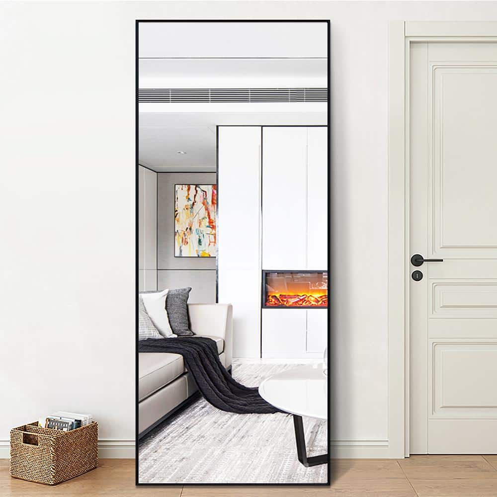 65 in. x 22 in. Black Industrial Style Metal Slim Frame Large Full Length S