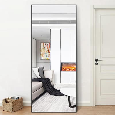65 in. x 22 in. Black Industrial Style Metal Slim Frame Large Full Length Standing Mirror Wall Mirror Bedroom