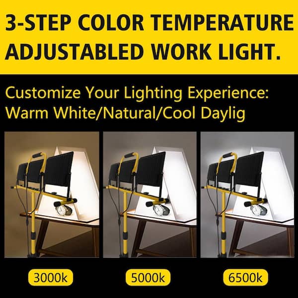 32000 Lumen LED Work Light Floodlight Tripod Plug-In AC Power 3