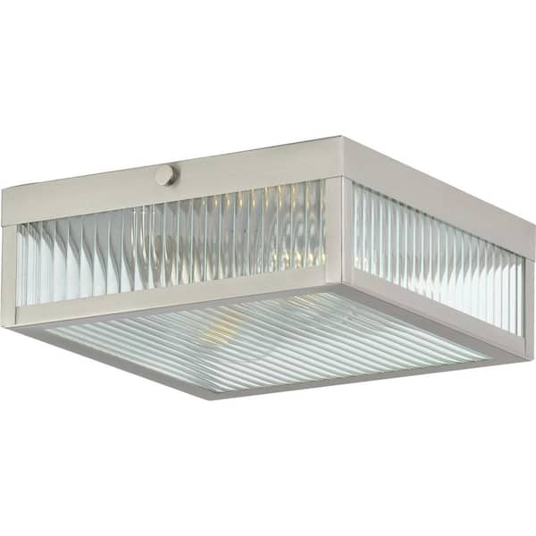 Progress Lighting Dwyer 11 in. Stainless Steel 2-Light Semi-Flush Mount