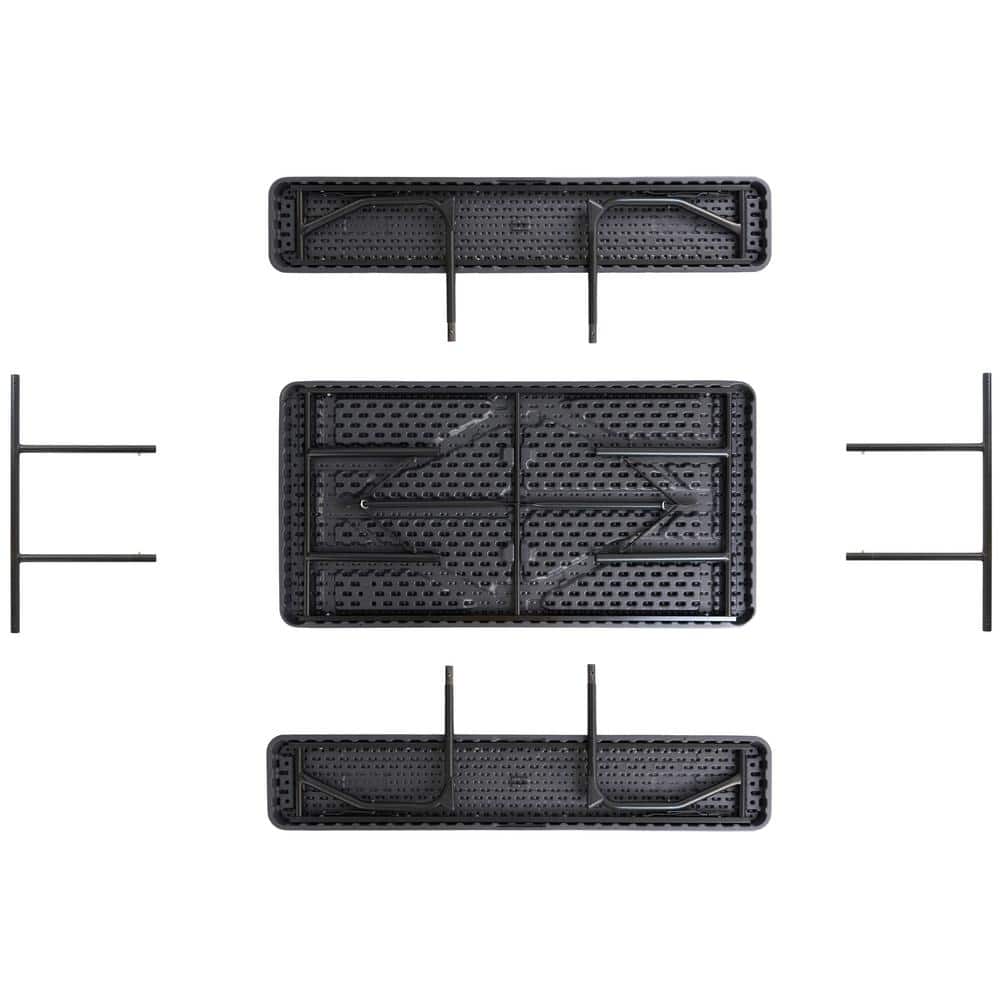 Gray Foldable Plastic and Steel Outdoor Picnic Table Set