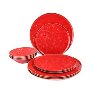 Christina Seasons 12 Piece Red Porcelain Dinnerware Set (Serving Set for 4)
