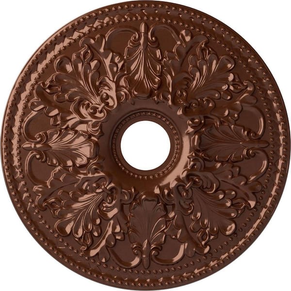 Ekena Millwork 2-1/8 in. x 23-7/8 in. x 23-7/8 in. Polyurethane Ashley Ceiling Medallion, Copper Penny