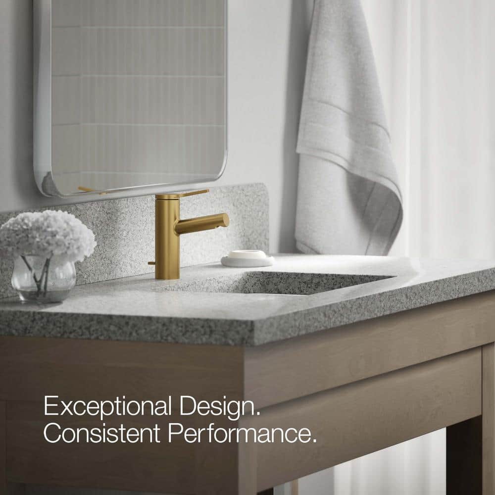 Vibrant Brushed Moderne Brass Single-Handle Bathroom Faucet