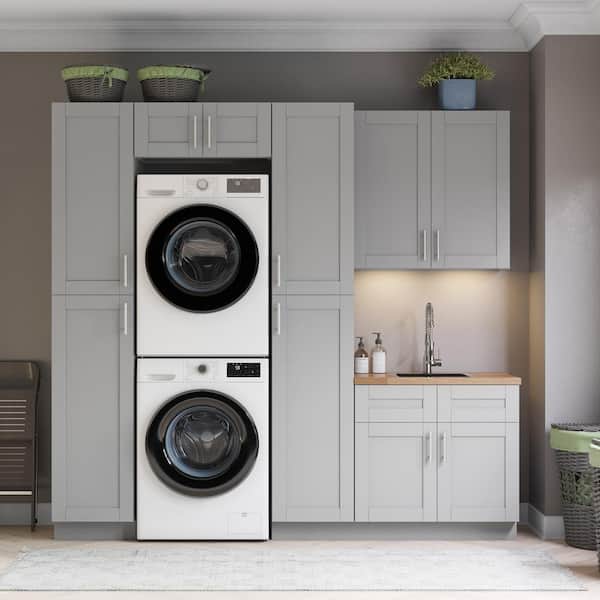 Richmond Vesuvius Gray Plywood Shaker Ready to Assemble Base Kitchen Cabinet Laundry Room 102 in W x 24 in D x 96 in H