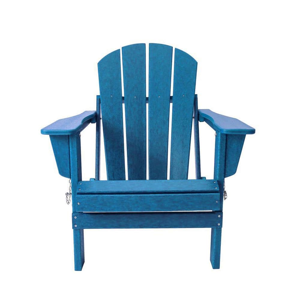 Classic Navy Blue Solid All-Weather Folding Plastic Adirondack Chair