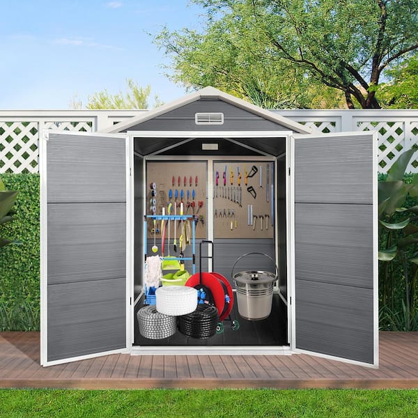 6 ft. W x 6 ft. D Plastic Outdoor Storage with Floor and Lockable