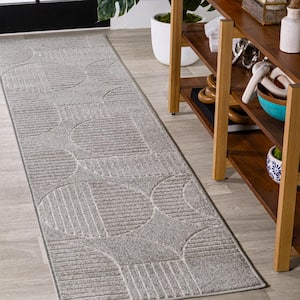 Nordby High-Low Geometric Arch Scandi Striped Gray/Cream 2 ft. x 8 ft. Indoor/Outdoor Runner Rug