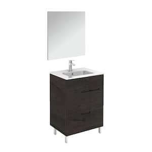 Elegance 23.6 in. W x 18.0 in. D x 33.0 in. H Bath Vanity in Wenge with Ceramic Vanity Top in White with Mirror
