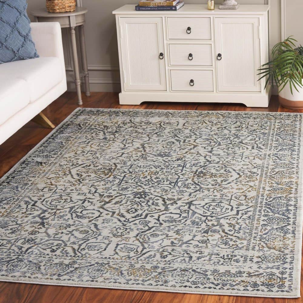 Princeton 6 ft. x 9 ft. Cream/Slate Floral Border Area Rug price history on PriceWatchPro