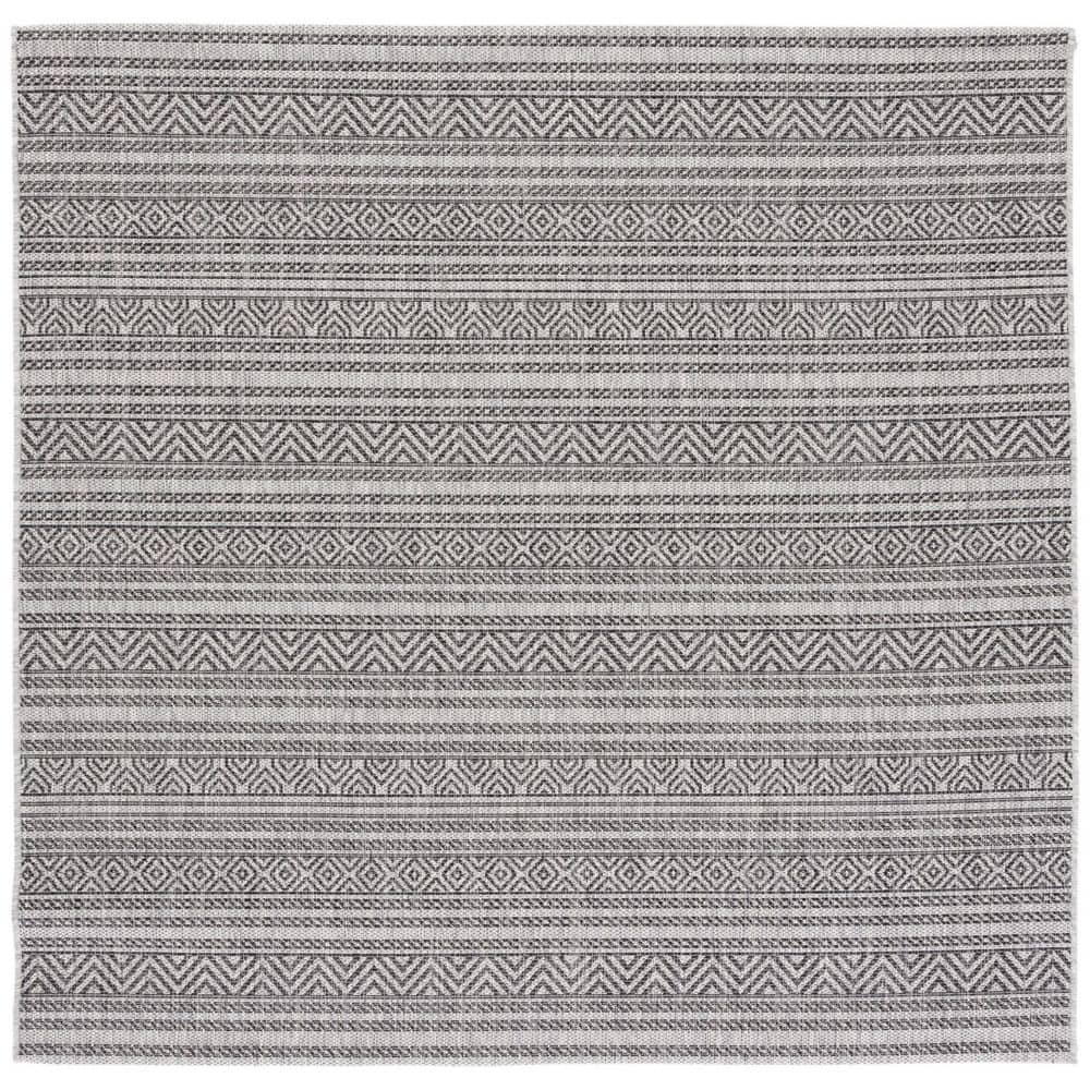 Courtyard Black/Gray 5 ft. x 5 ft. Striped Diamond Chevron Indoor/Outdoor Square Area Rug price history on PriceWatchPro