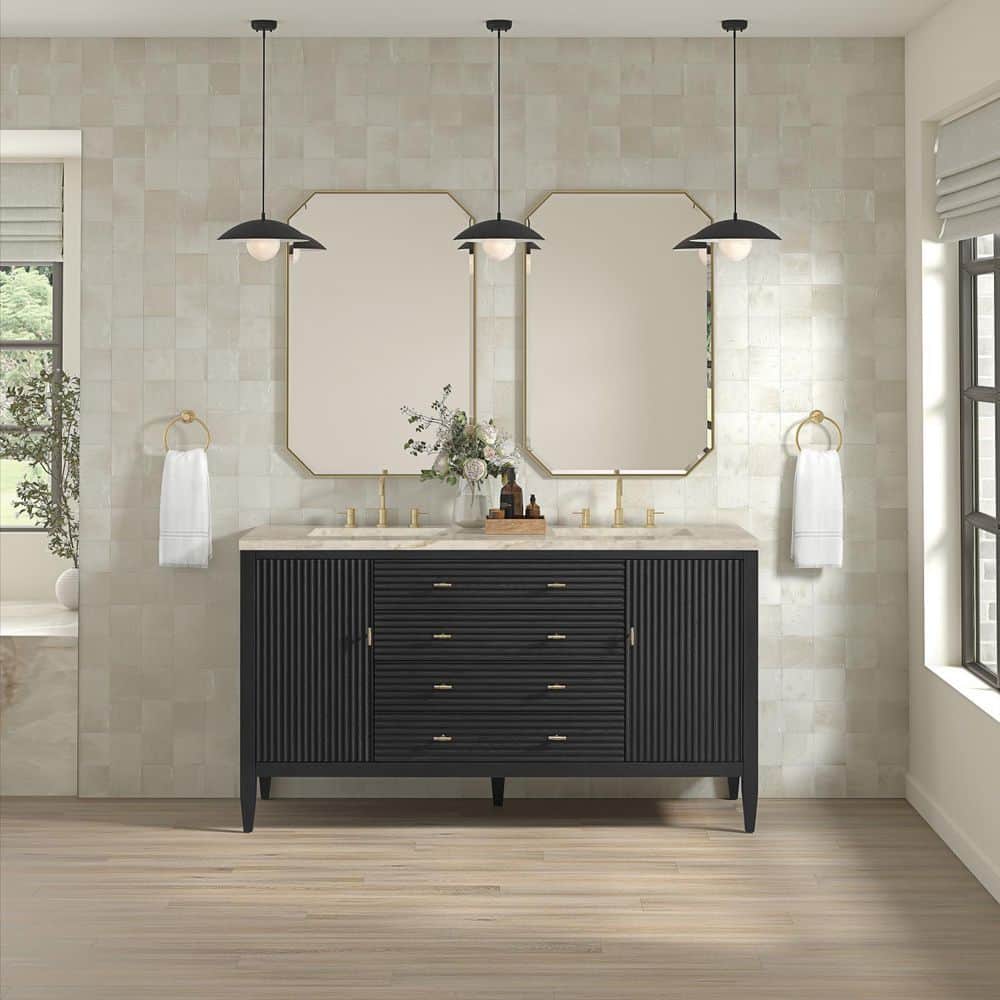 Myrrin 60.0 in. Double Bath Vanity in Carbon Oak with Tajnar Engineered Composite Top price history on PriceWatchPro