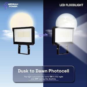 250-Watt Equivalent Integrated LED Outdoor Bronze Flood Light, 8000 Lumens, 4000K Bright white light, Dusk-to-Dawn