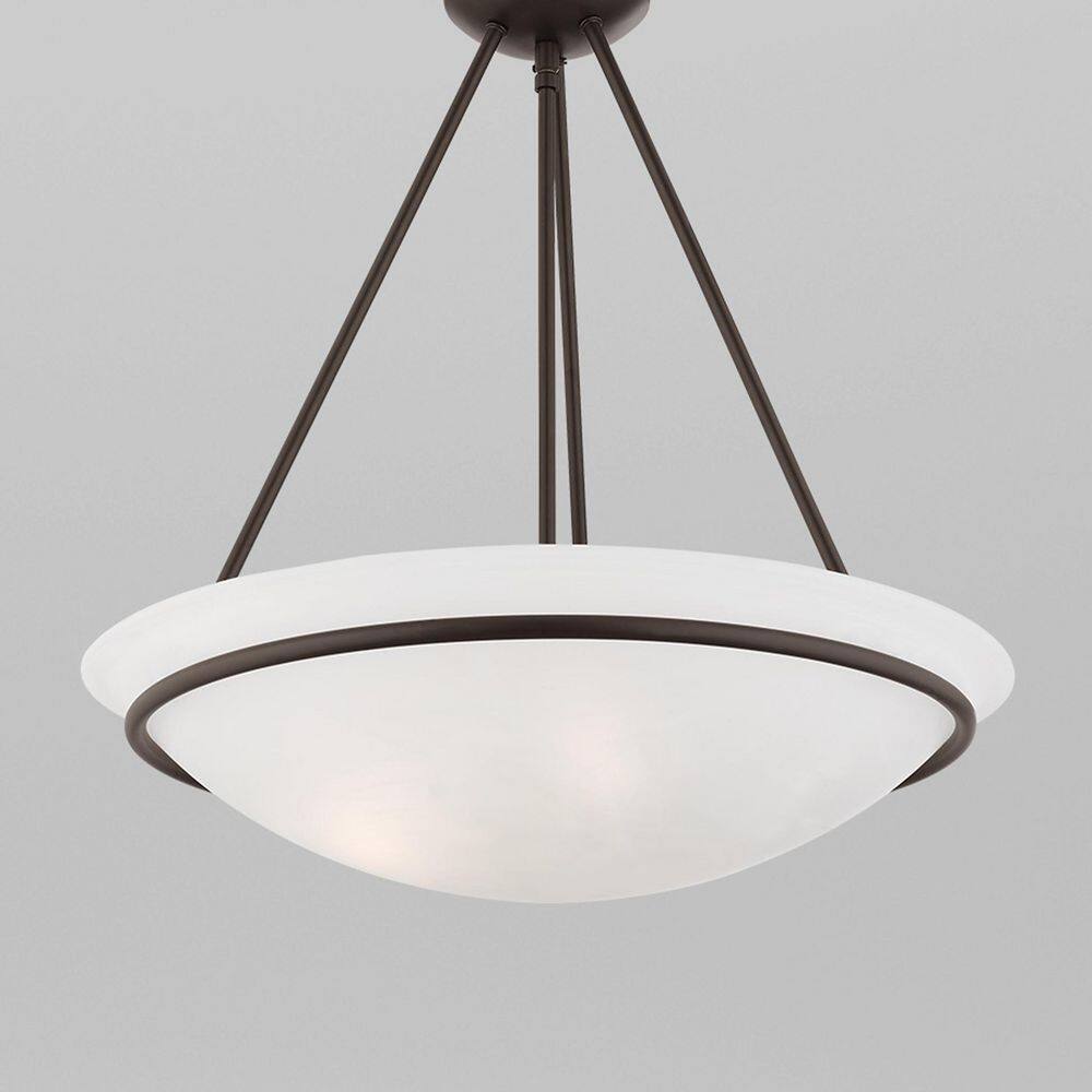 Newburgh 22" Bronze and White Alabaster Glass Bowl Pendant