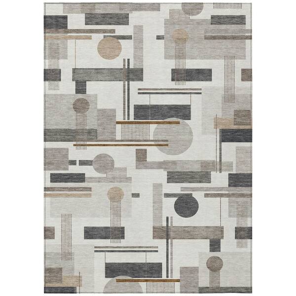 Chantille Machine Washable Indoor/Outdoor Abstract ACN2822 Ivory 8 ft. x 10 ft. Area Rug