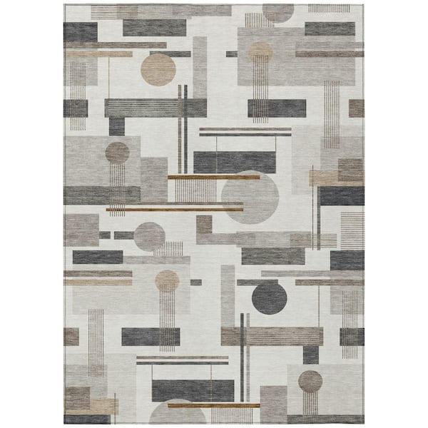 Chantille Machine Washable Indoor/Outdoor Abstract ACN2822 Ivory 9 ft. x 12 ft. Area Rug