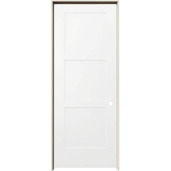 JELD-WEN 30 in. x 80 in. Birkdale White Paint Left-Hand Smooth Solid Core Molded Composite Single Prehung Interior Door