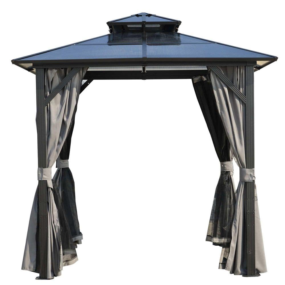 8 ft. x 8 ft. Outdoor Grill Gazebo, Hardtop BBQ Gazebo with UV-Resistant Po